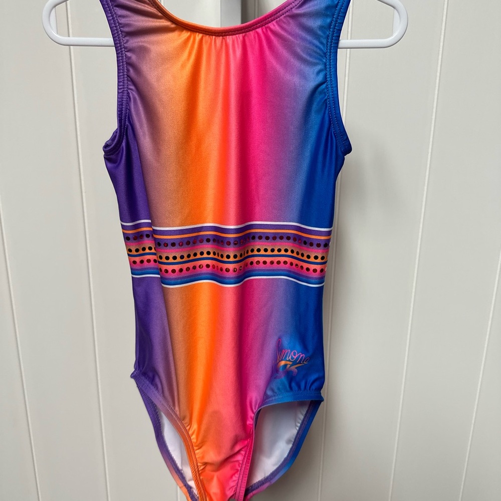 GK Simone biles Pink and Orange Gymnastics Leotard size 7/8